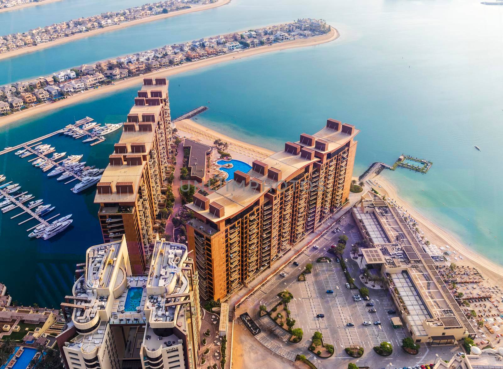 Dubai, UAE - 09.24.2021 Areal view from The View at The Palm.