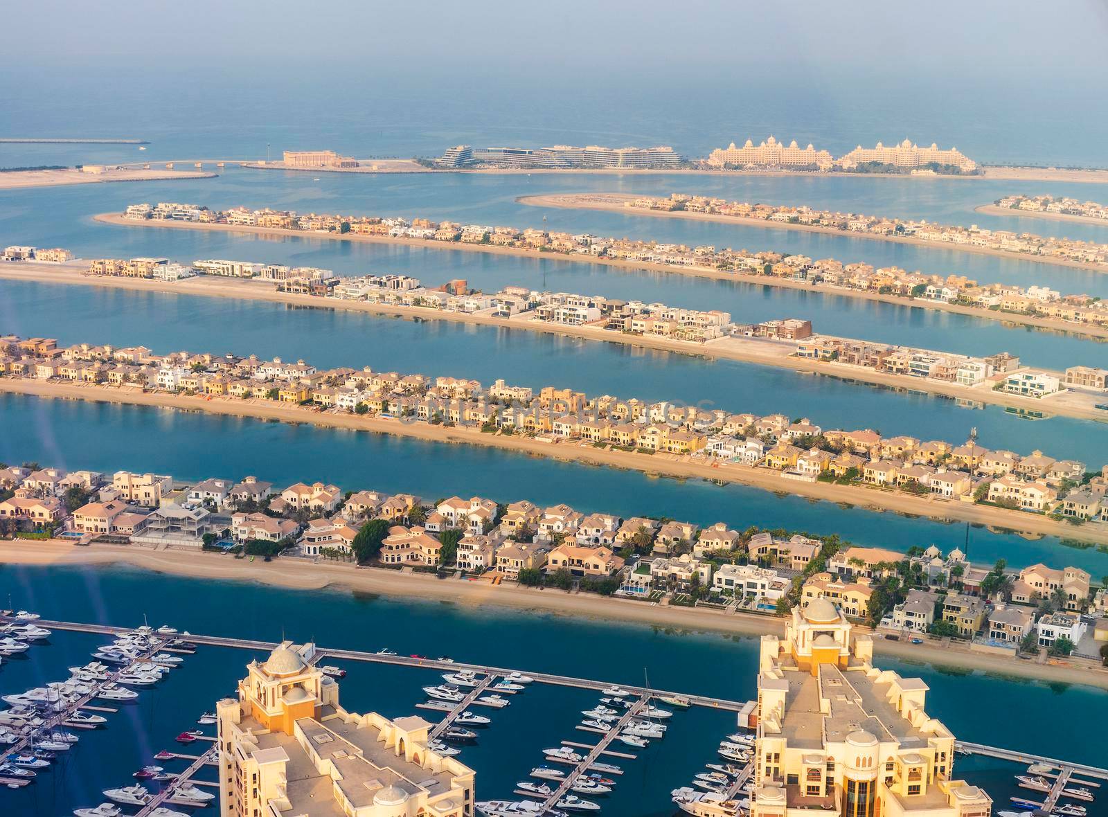 Dubai, UAE - 09.24.2021 Partial view of man made island, Palm Jumeirah.