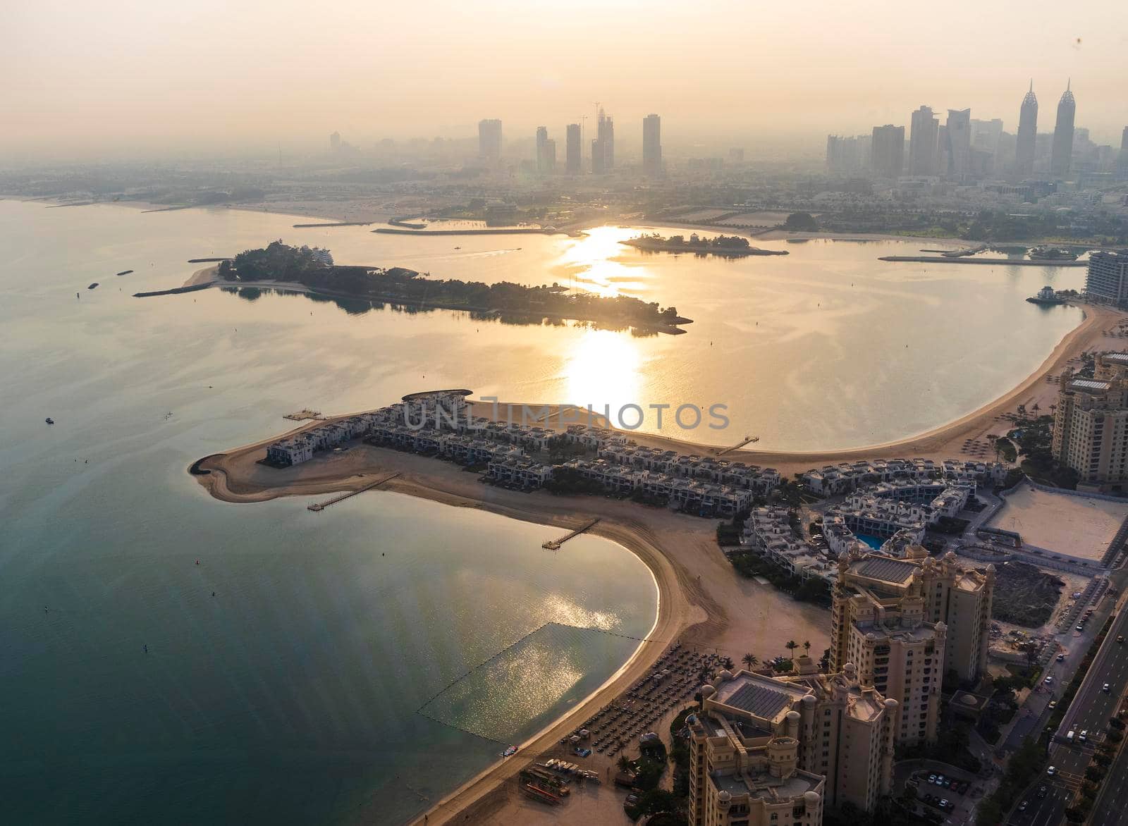 Dubai, UAE - 09.24.2021 Areal view from The View at The Palm.