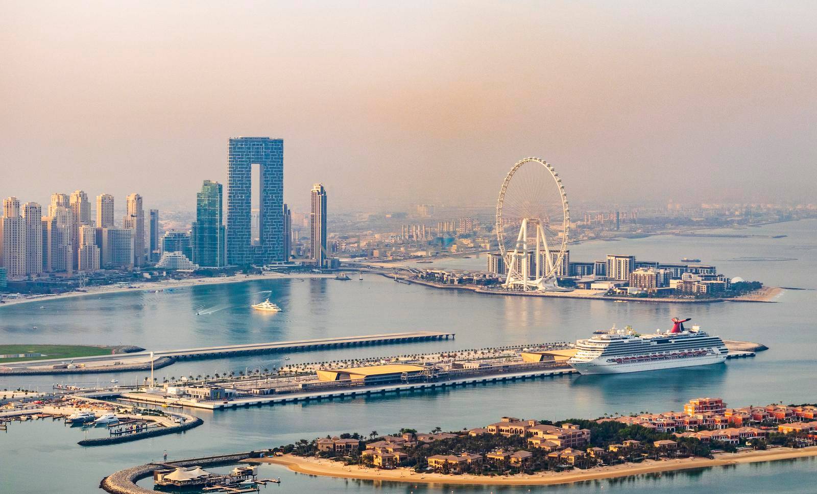 Dubai, UAE - 09.24.2021 Dubai city skyline on early morning hour. Dubai Marina