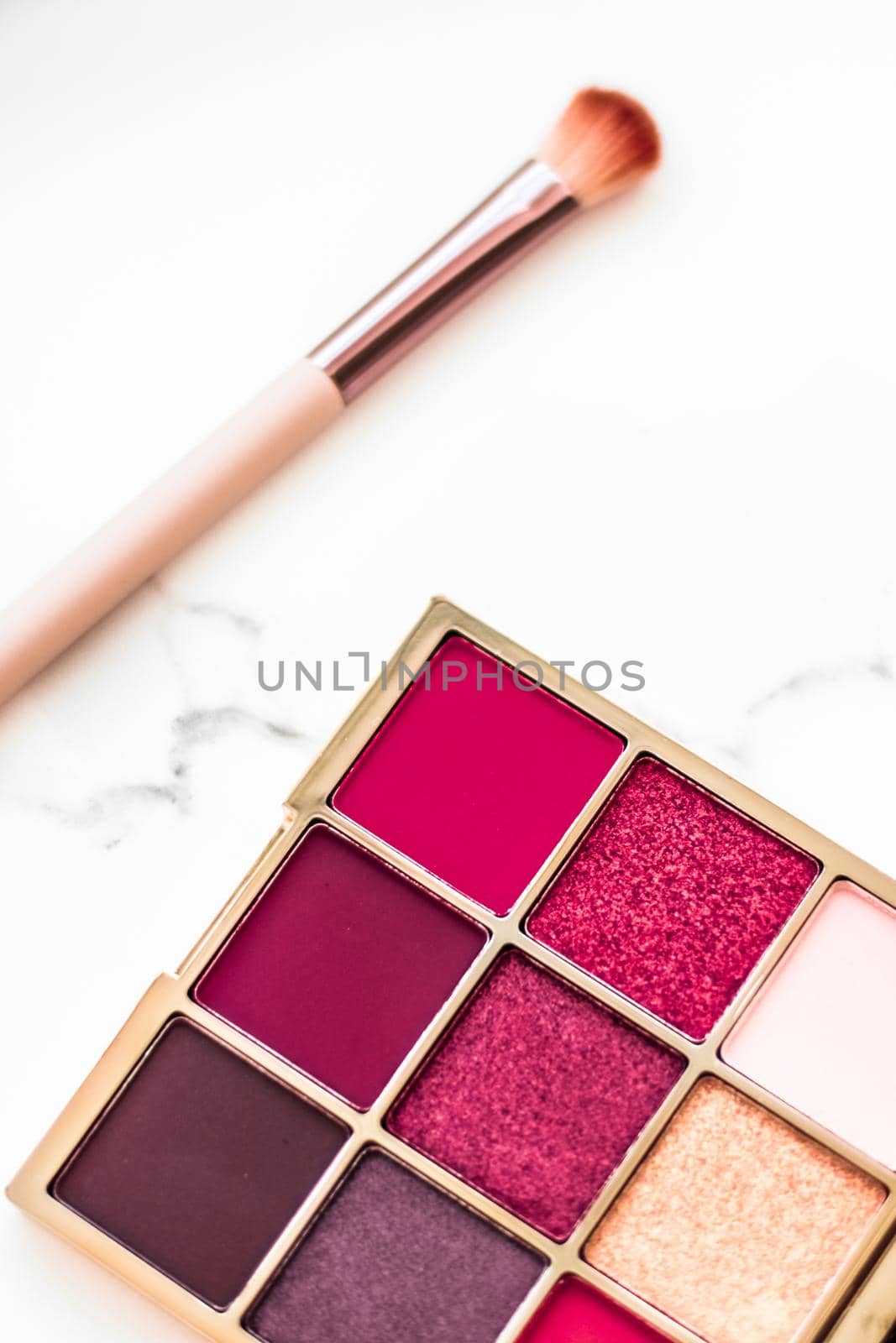 Eye shadow palette on marble background, make-up and cosmetics product for luxury beauty brand sale promotion and holiday flatlay design by Anneleven