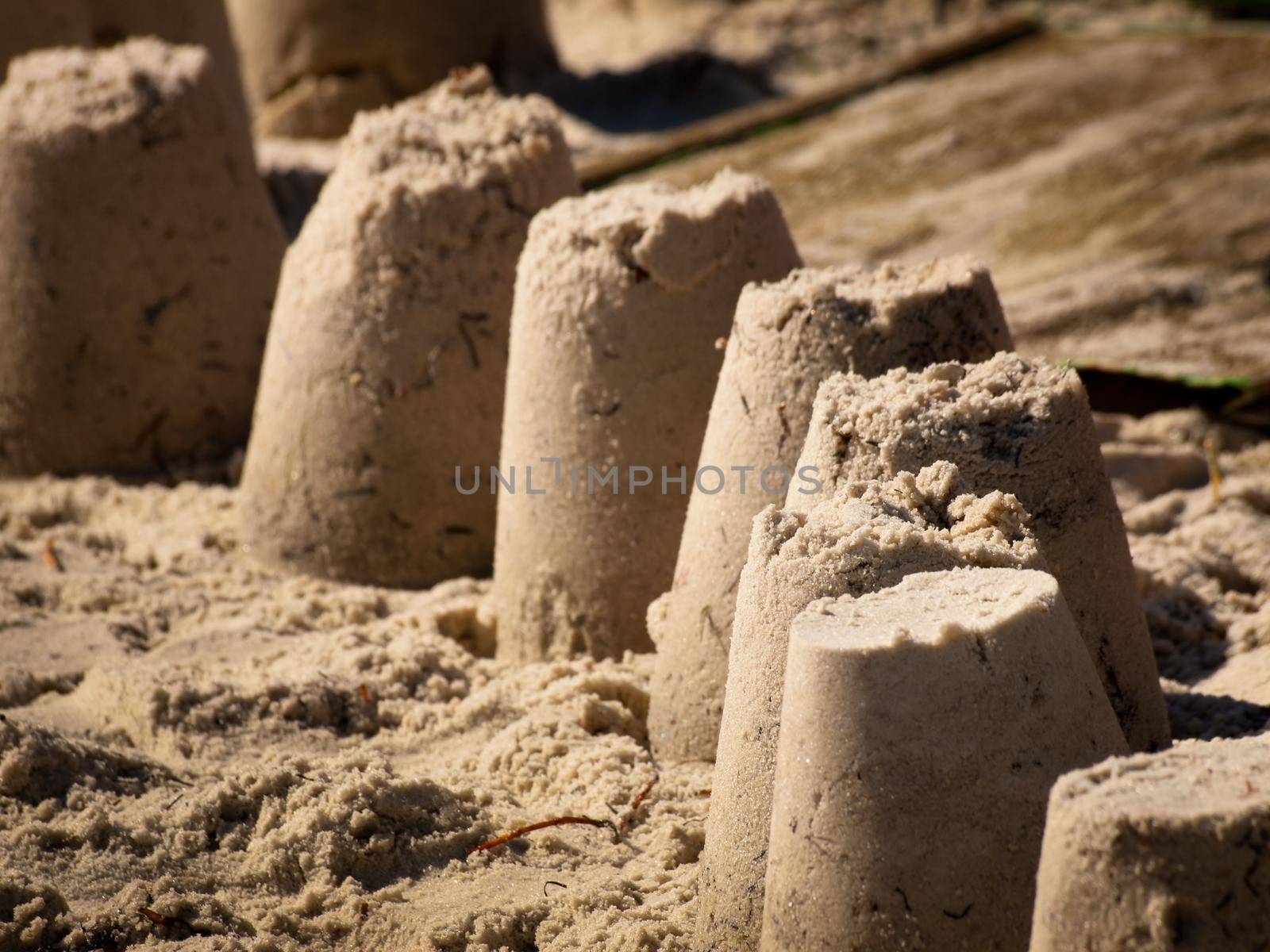 Sand castles on the beach at Key West, Florida.