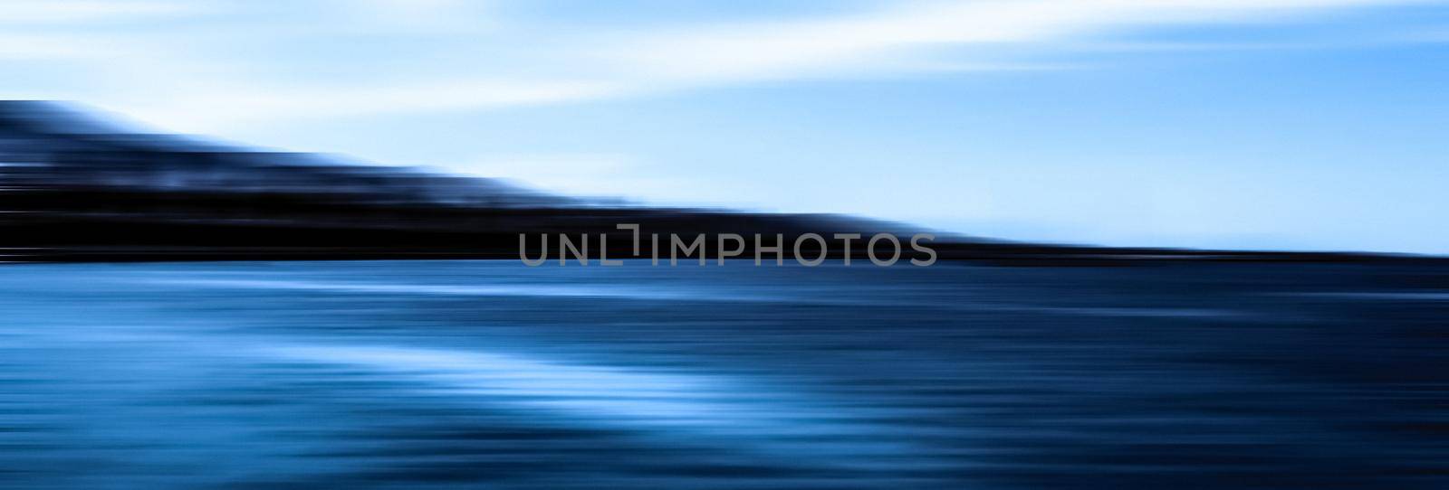 Abstract ocean wall decor background, long exposure view of dreamy mediterranean sea coast by Anneleven