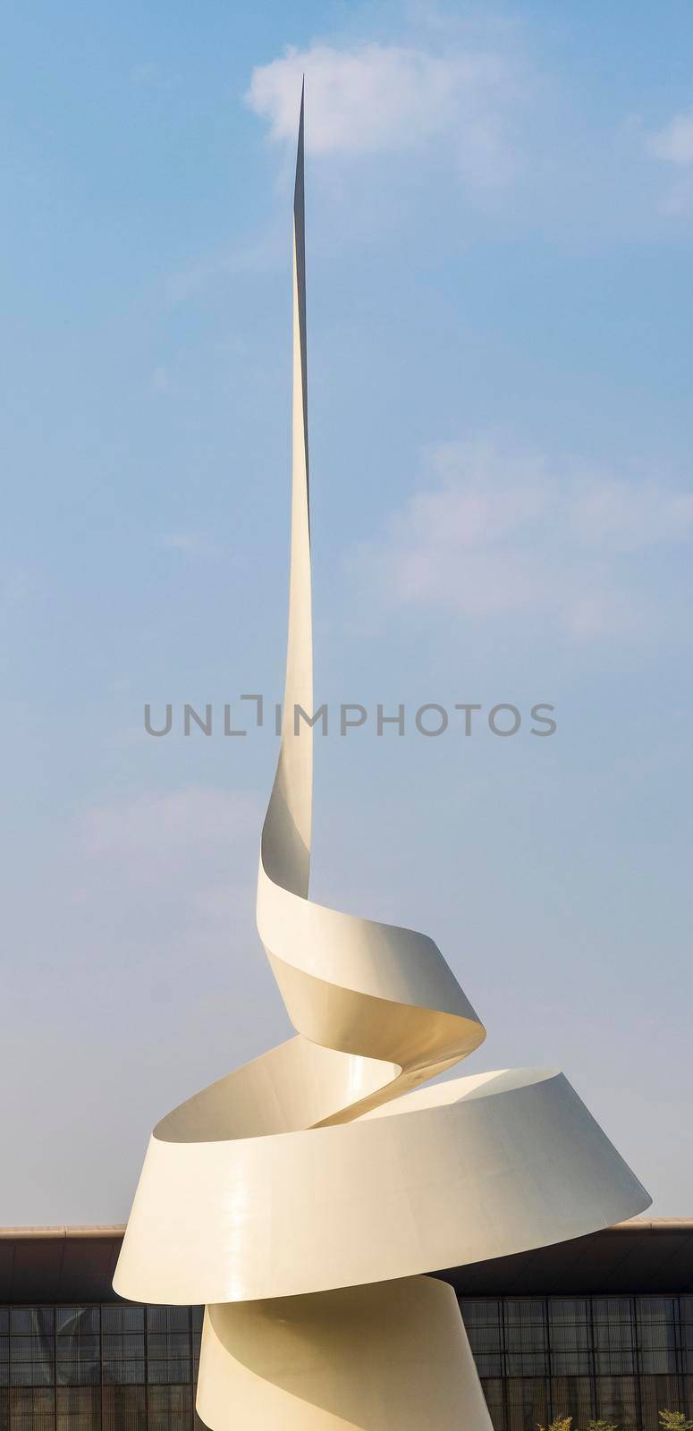Sharjah, UAE - 09.07.2021 - Monument known as The Scroll that placed close to House of Wisdom library