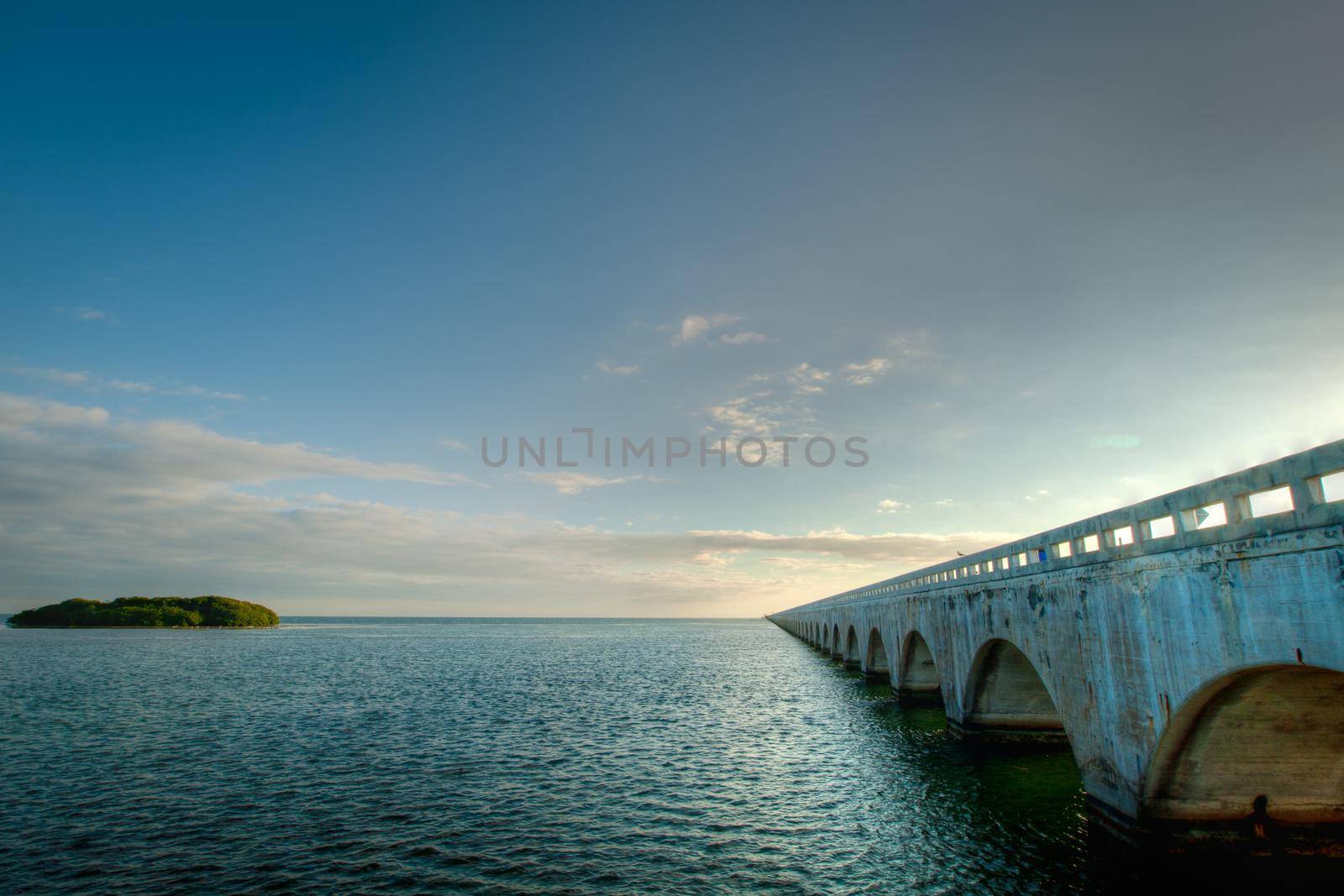 The Seven Mile Bridge is a famous bridge in the Florida Keys.