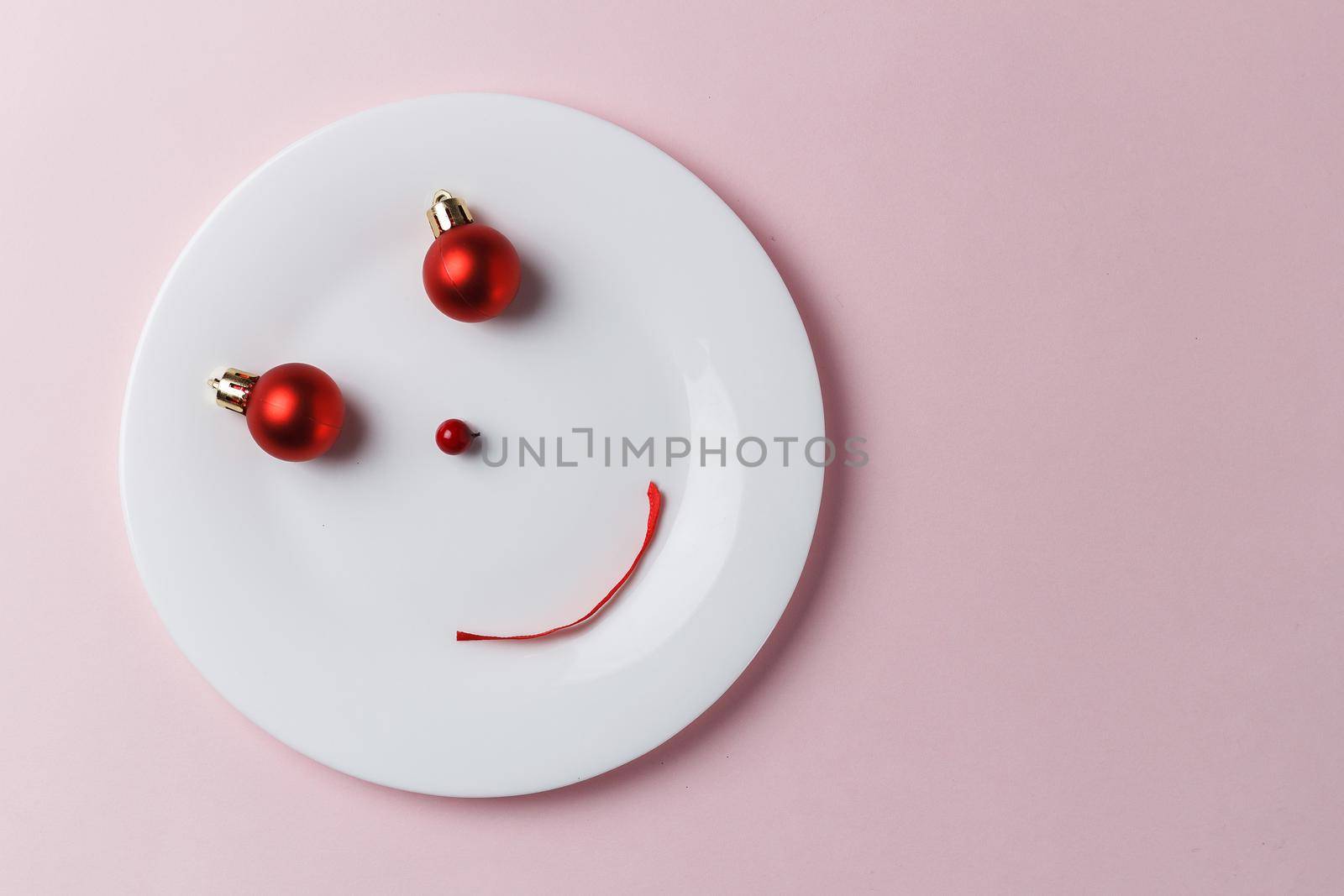Minimalistic smile emoticon composition. Food concept. copy space by lara29
