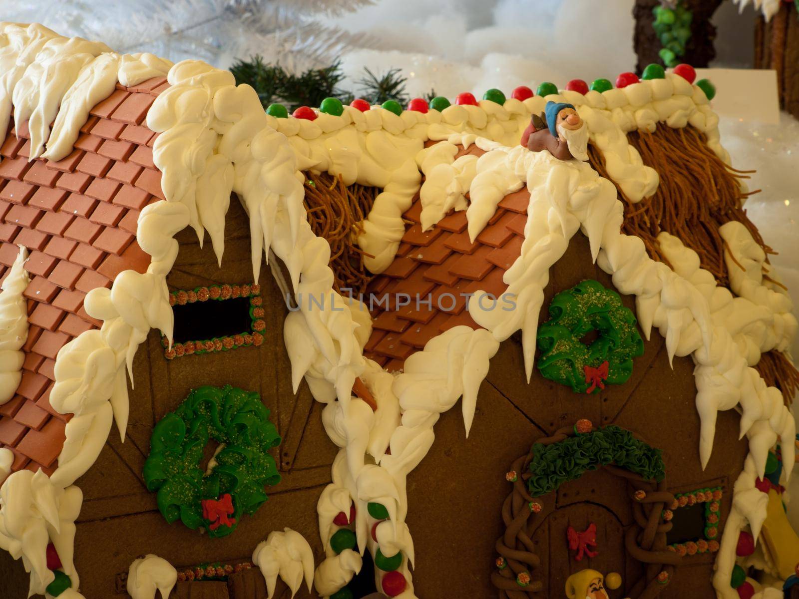 Gingerbread house in historical Broadmoor Hotel during the White Lights ceremony.