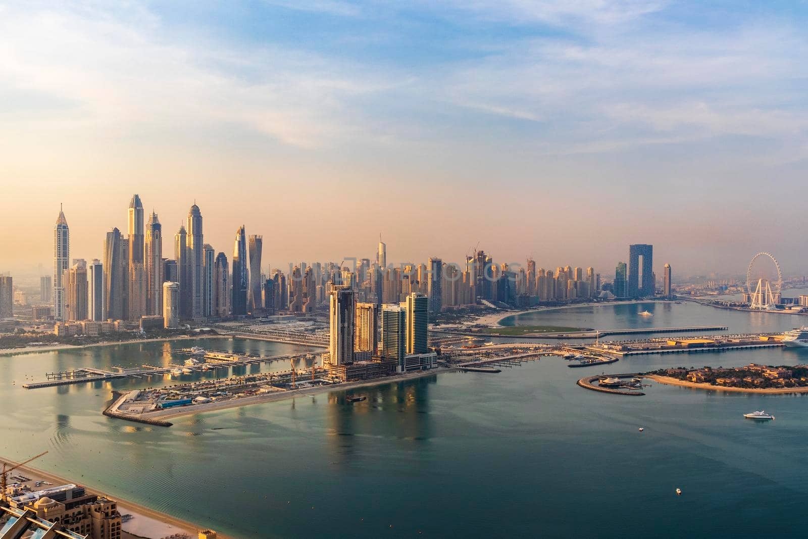 Dubai, UAE - 09.24.2021 Dubai city skyline on early morning hour. Dubai Marina. Urban by pazemin