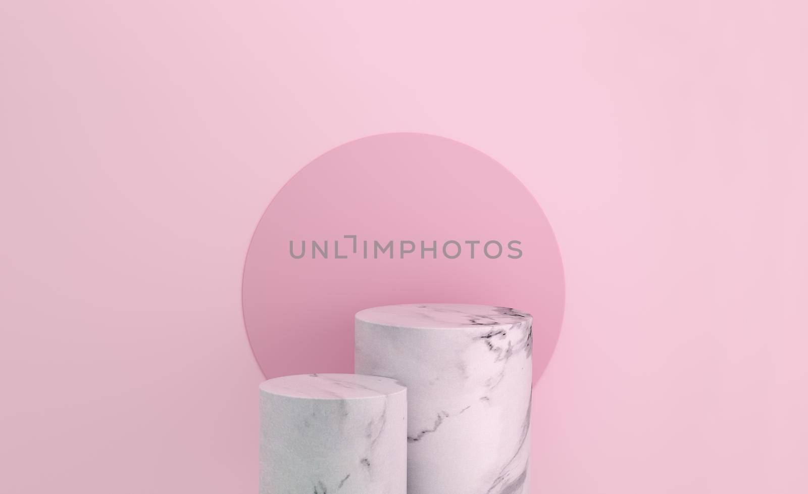 Marble podium pedestal product display on pink background with minimalist background studio. by ImagesRouges