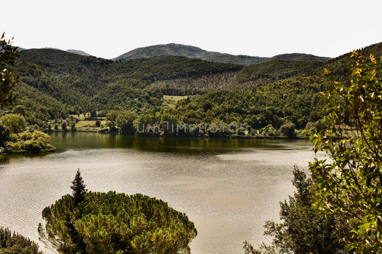 Landscape at the Piediluco lake in Umbria , Italy , 