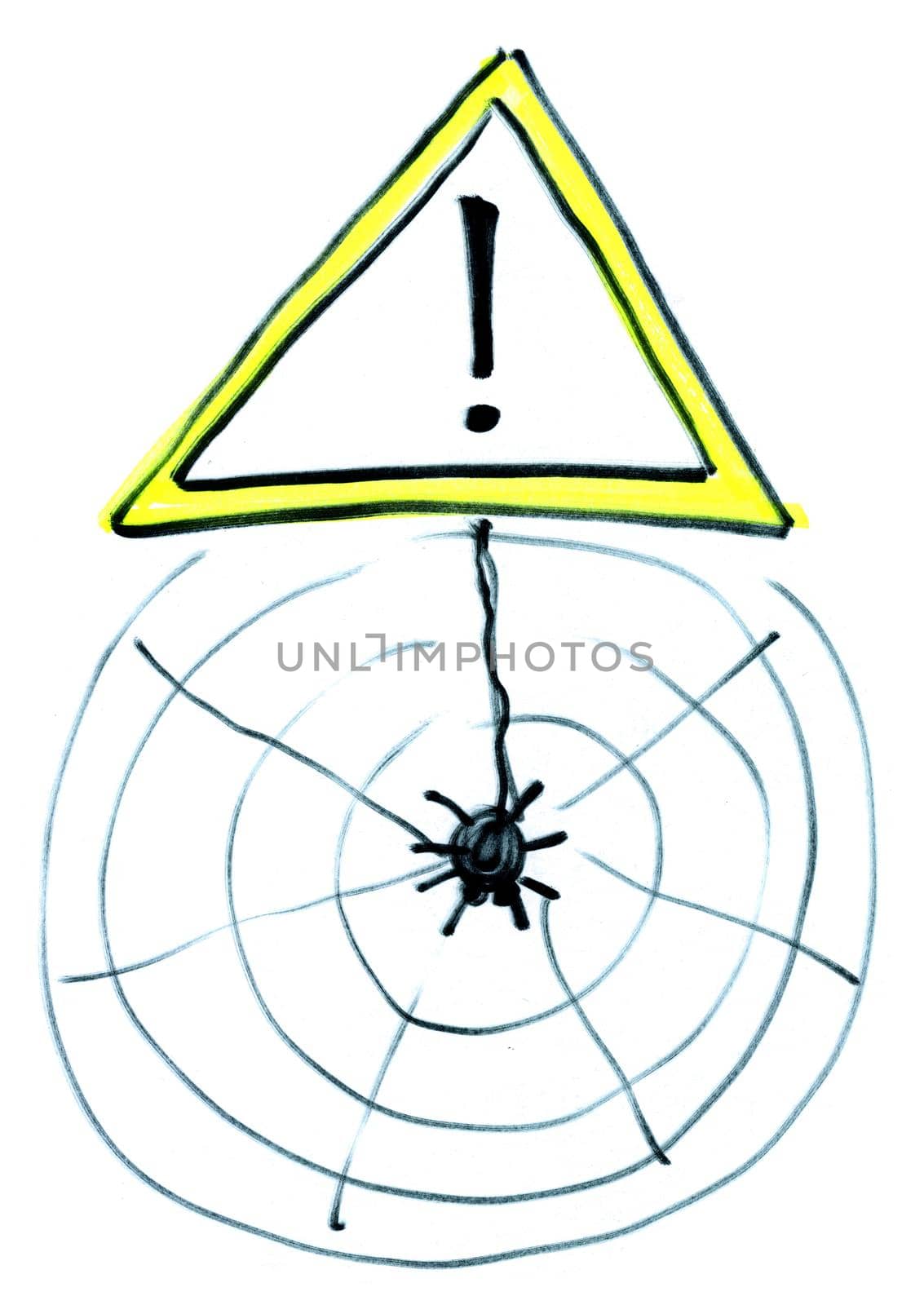 Danger of spiders funny creepy halloween hand drawn sign