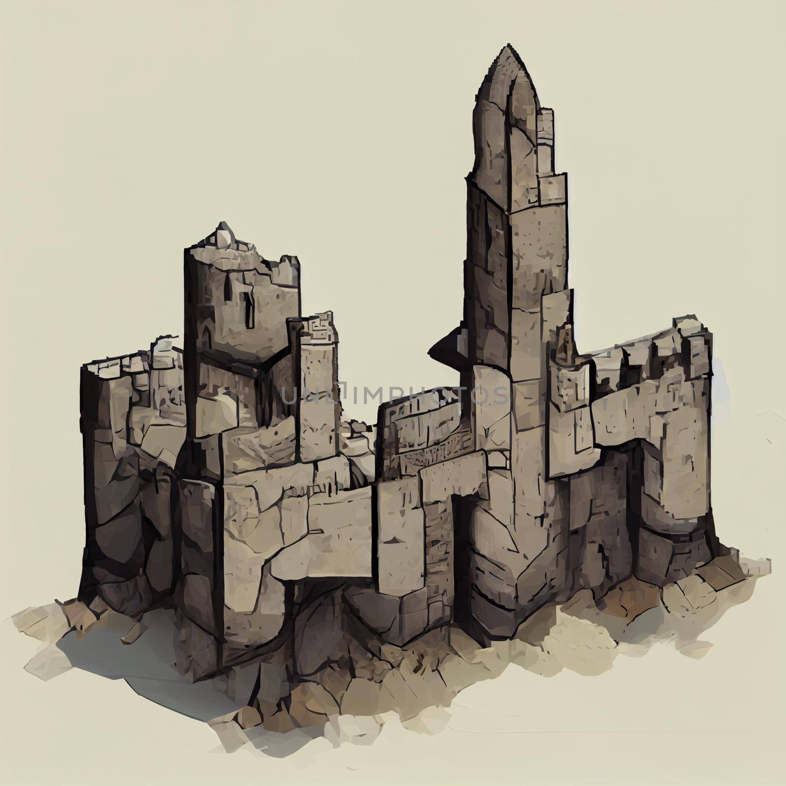 Illustration of the ruins of an ancient castle by NeuroSky