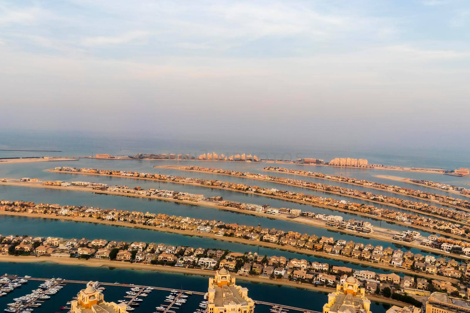 Dubai, UAE - 09.24.2021 Partial view of man made island, Palm Jumeirah.