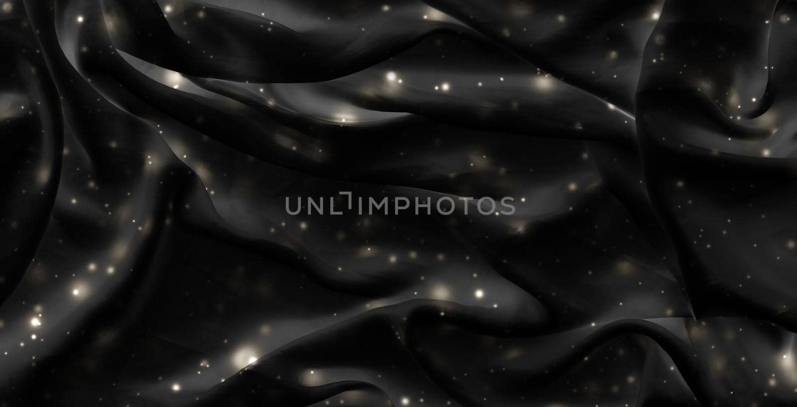 Winter fashion, shiny fabric and night party style concept - Magic holiday black silk flatlay background texture with golden shine, luxury glamour abstract backdrop