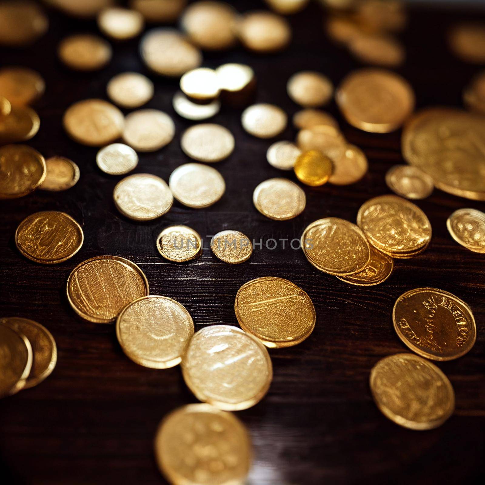 Gold coins on the table by NeuroSky