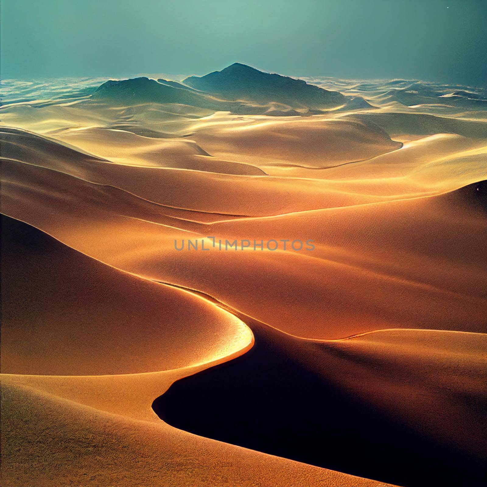 Sand dunes in the desert. High quality illustration