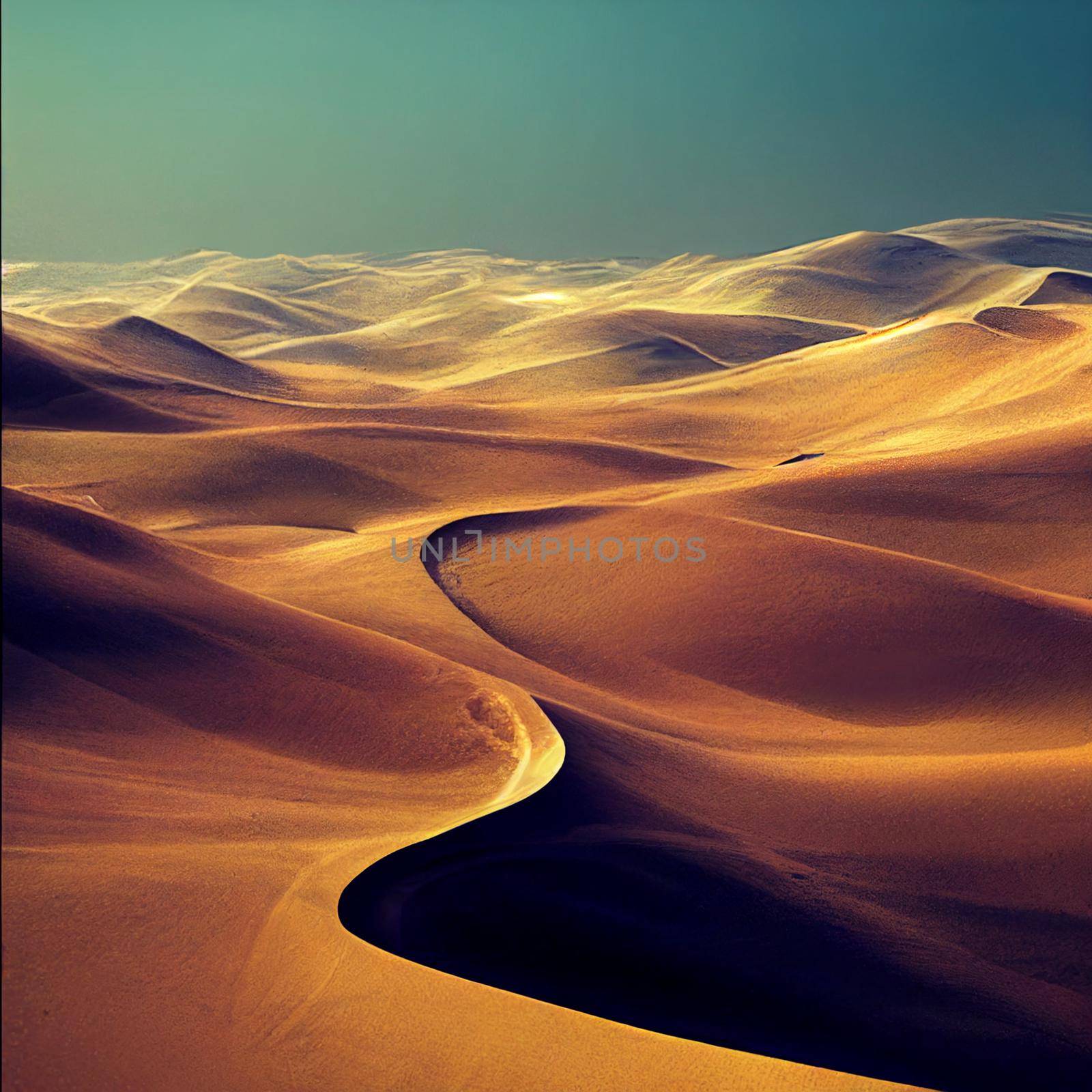 Sand dunes in the desert. High quality illustration