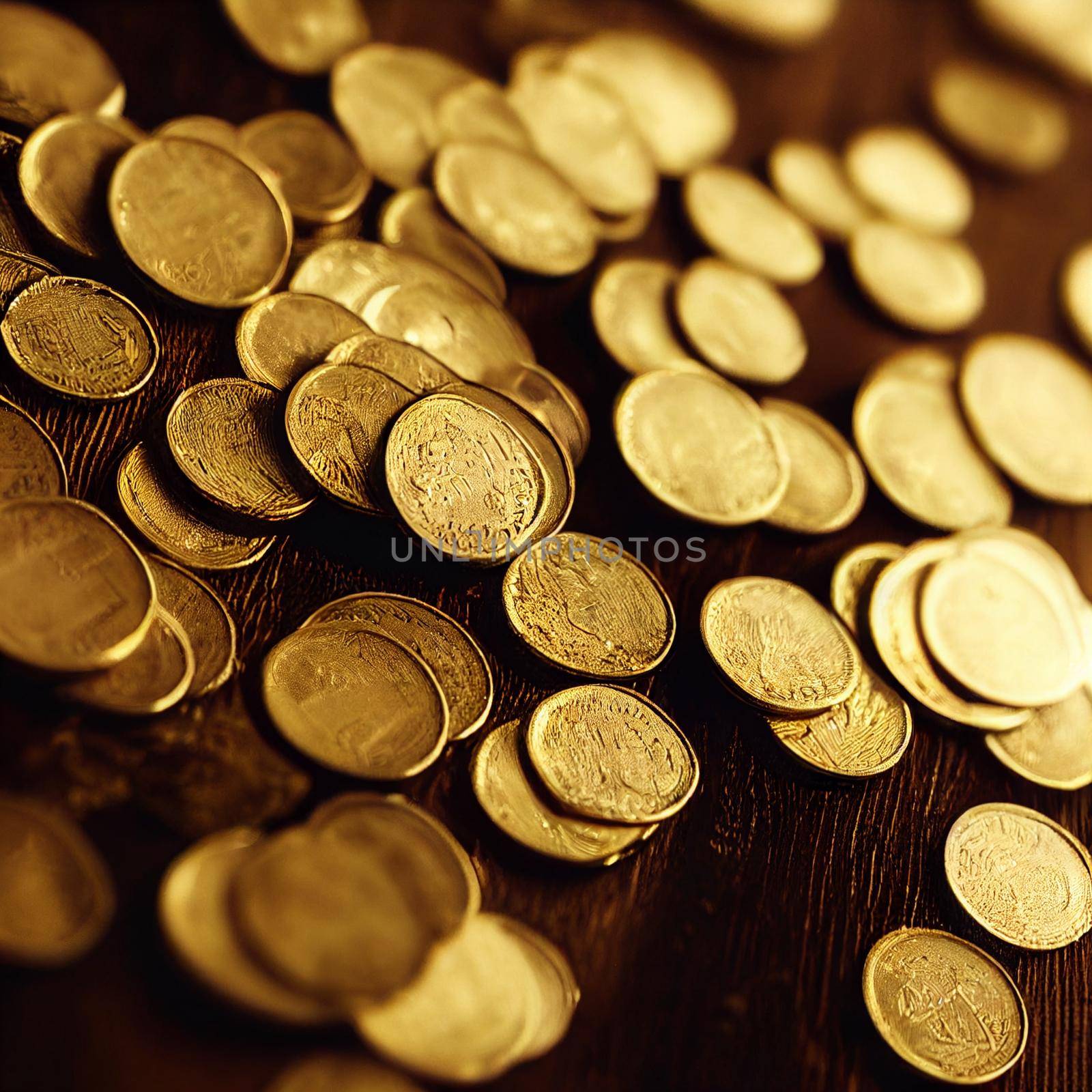 Gold coins on the table by NeuroSky