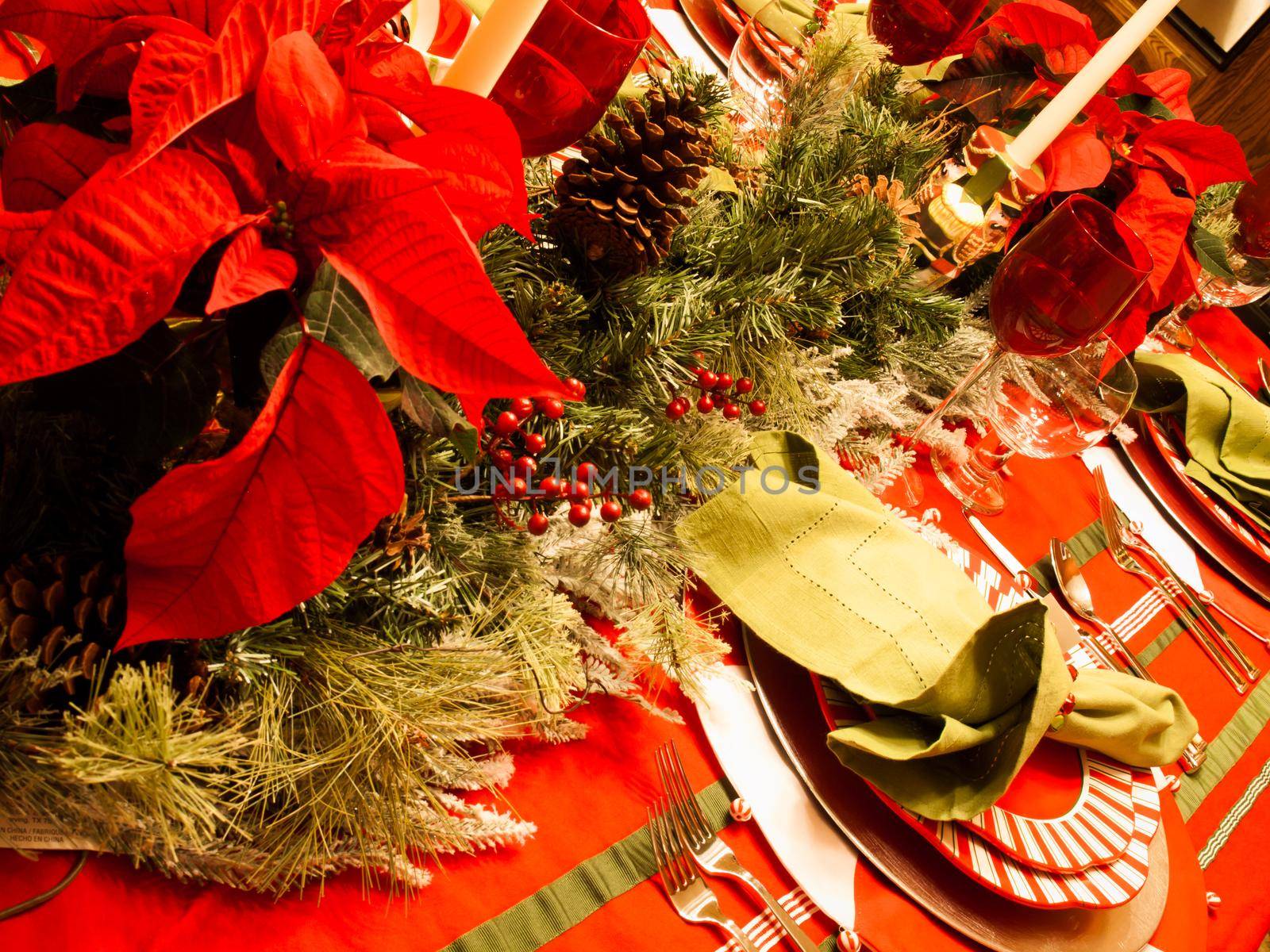 A table set for a holiday meal.