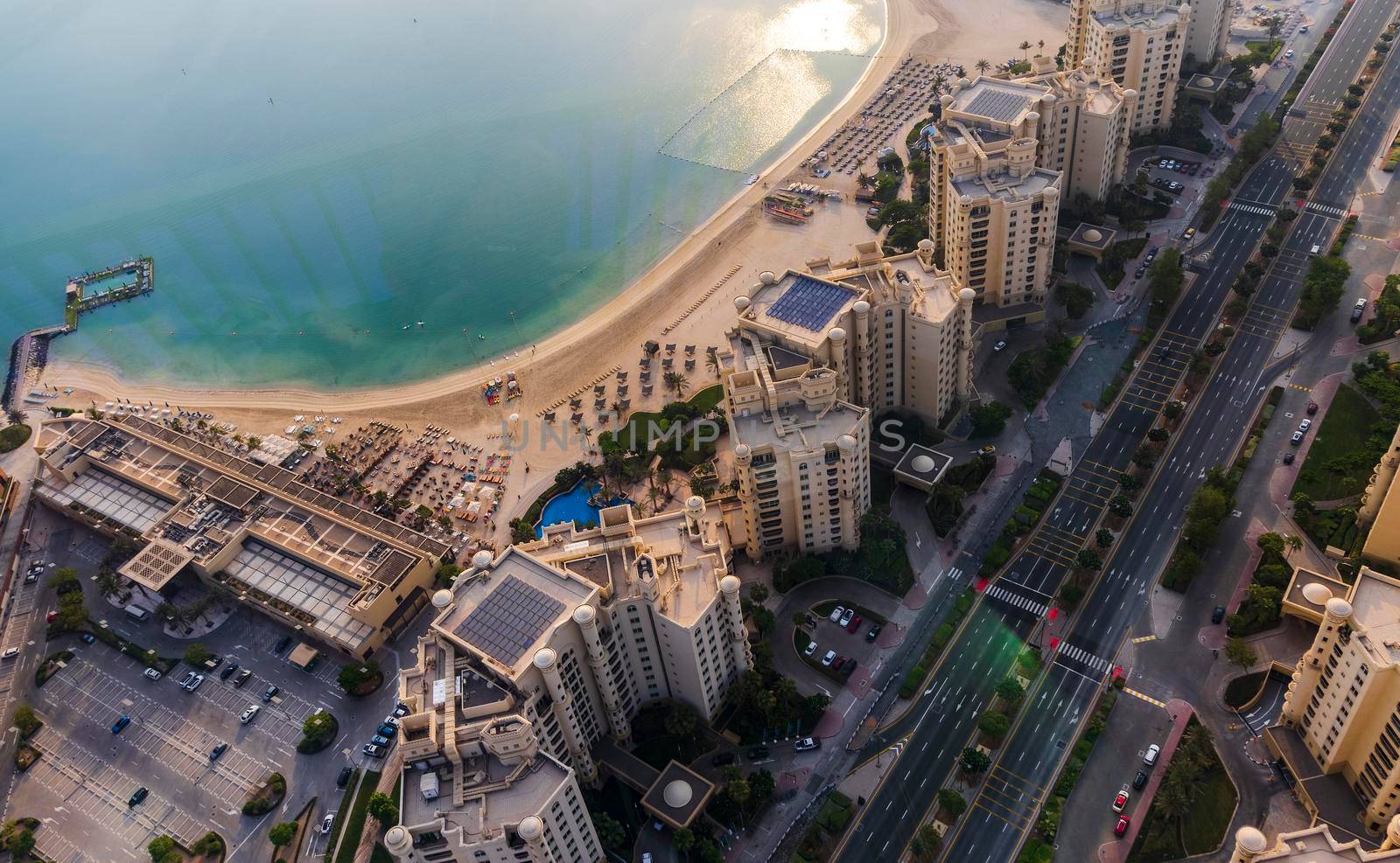 Dubai, UAE - 09.24.2021 Areal view from The View at The Palm.