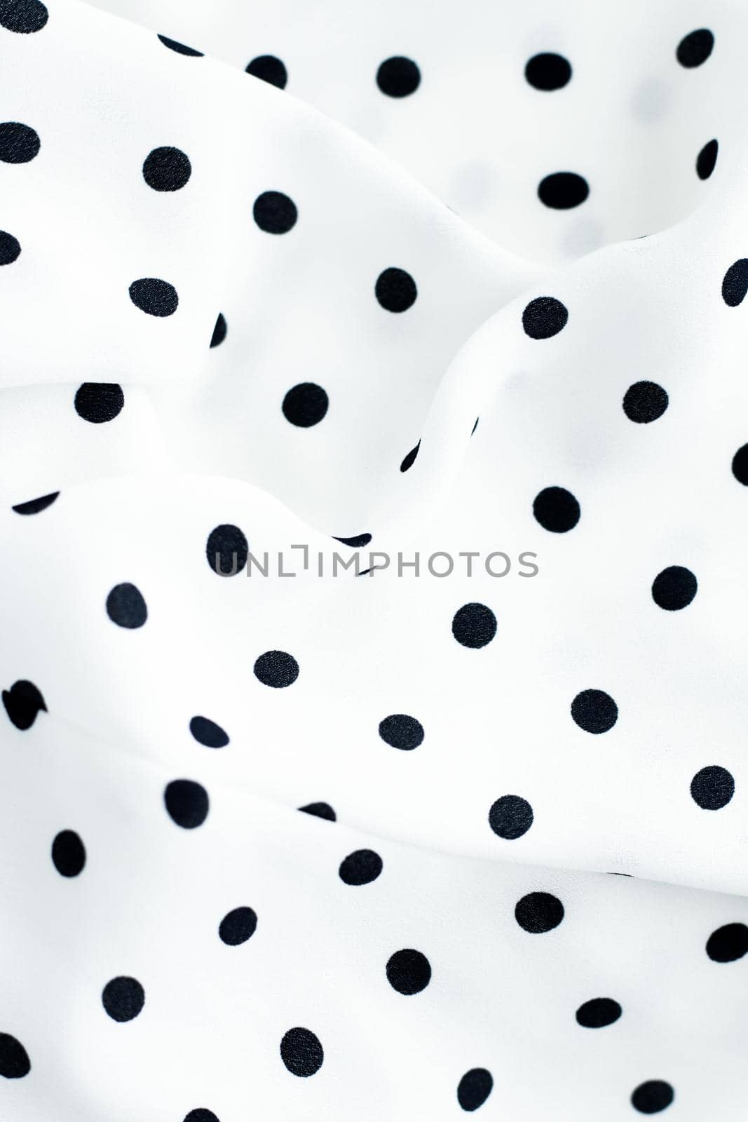 Classic polka dot textile background texture, black dots on white luxury fabric design pattern by Anneleven