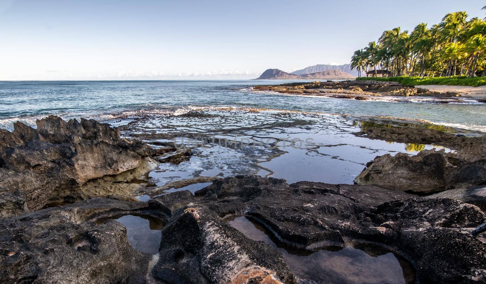 beautiful blue sky and beach scenes on secret beach oahu hwaii by digidreamgrafix