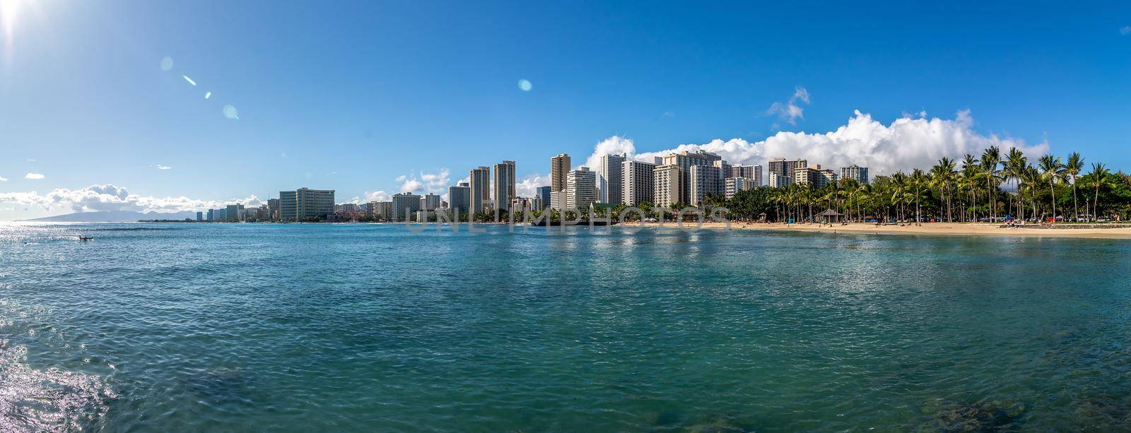 Ocean Water, Waikiki Beach, and Hotel Towers by digidreamgrafix