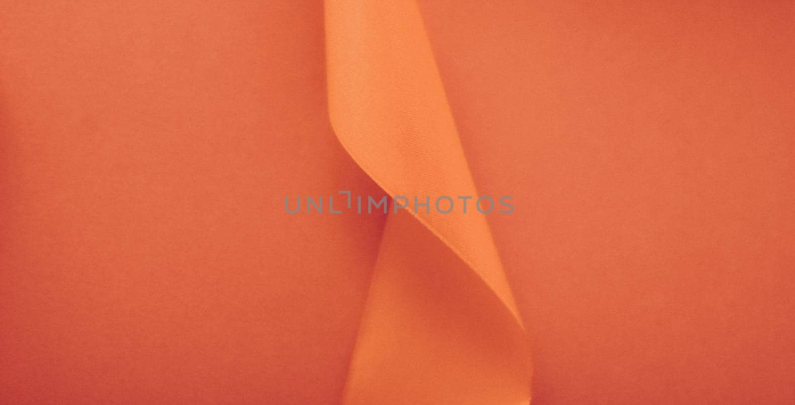 Abstract curly silk ribbon on orange background, exclusive luxury brand design for holiday sale product promotion and glamour art invitation card backdrop by Anneleven