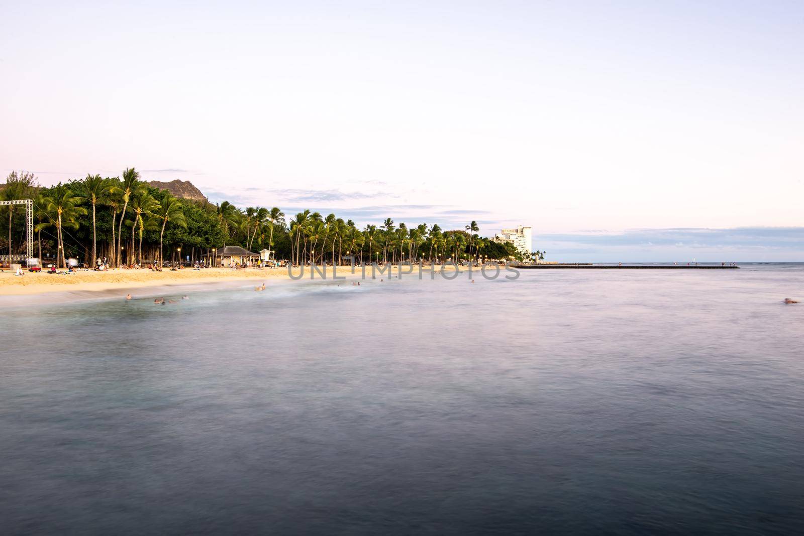 Ocean Water, Waikiki Beach, and Hotel Towers by digidreamgrafix