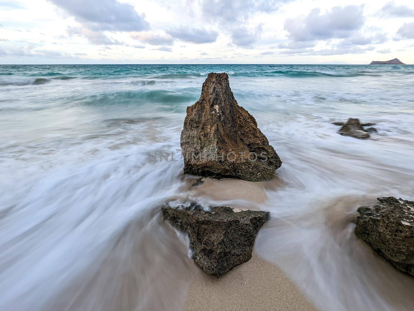 View of Rabbit Island from Waimanalo Beach on Oahu, Hawai by digidreamgrafix