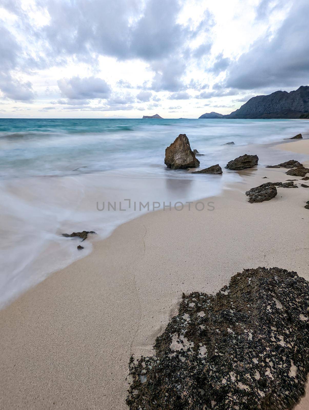 View of Rabbit Island from Waimanalo Beach on Oahu, Hawai by digidreamgrafix