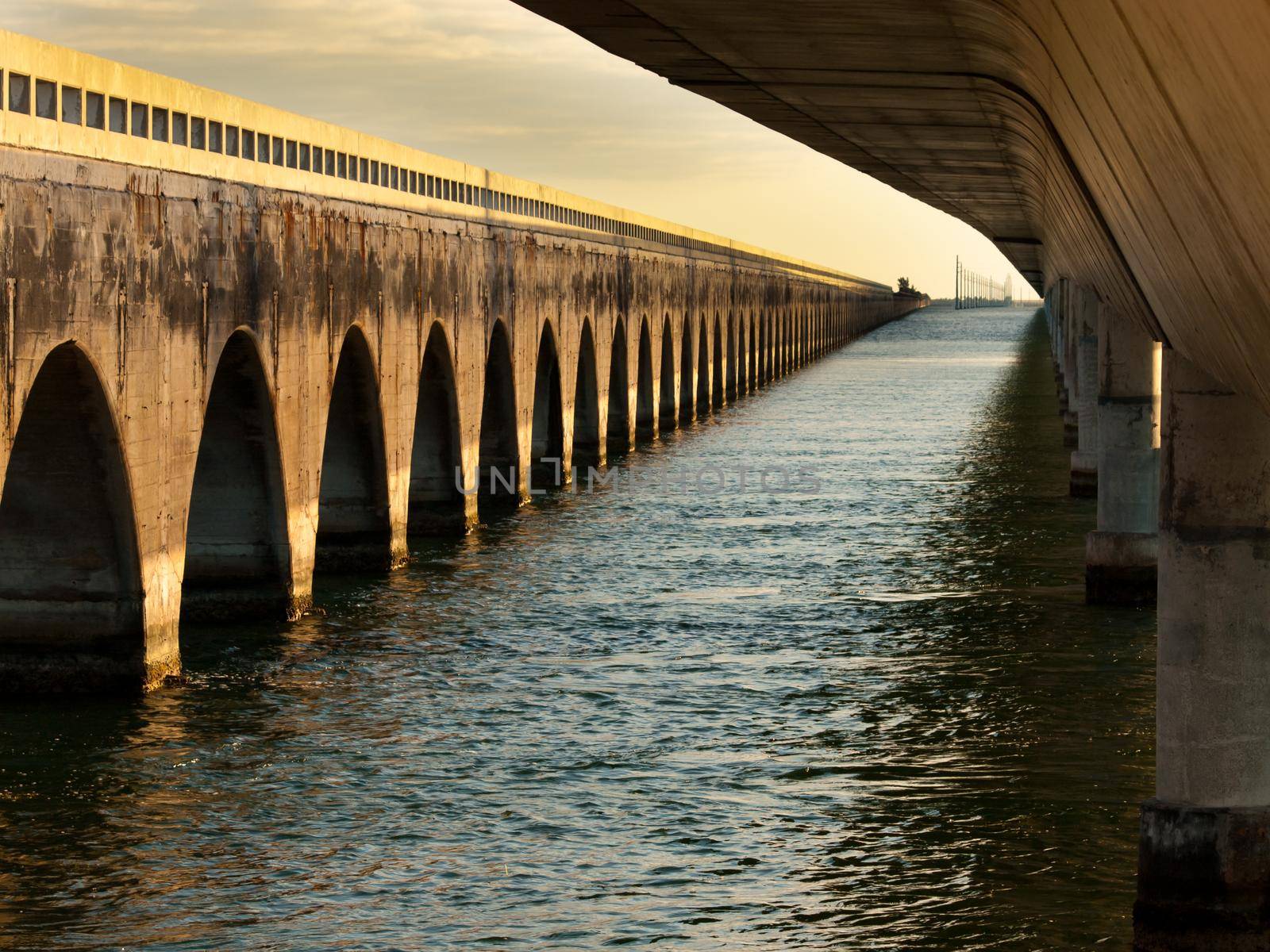 The Seven Mile Bridge is a famous bridge in the Florida Keys.