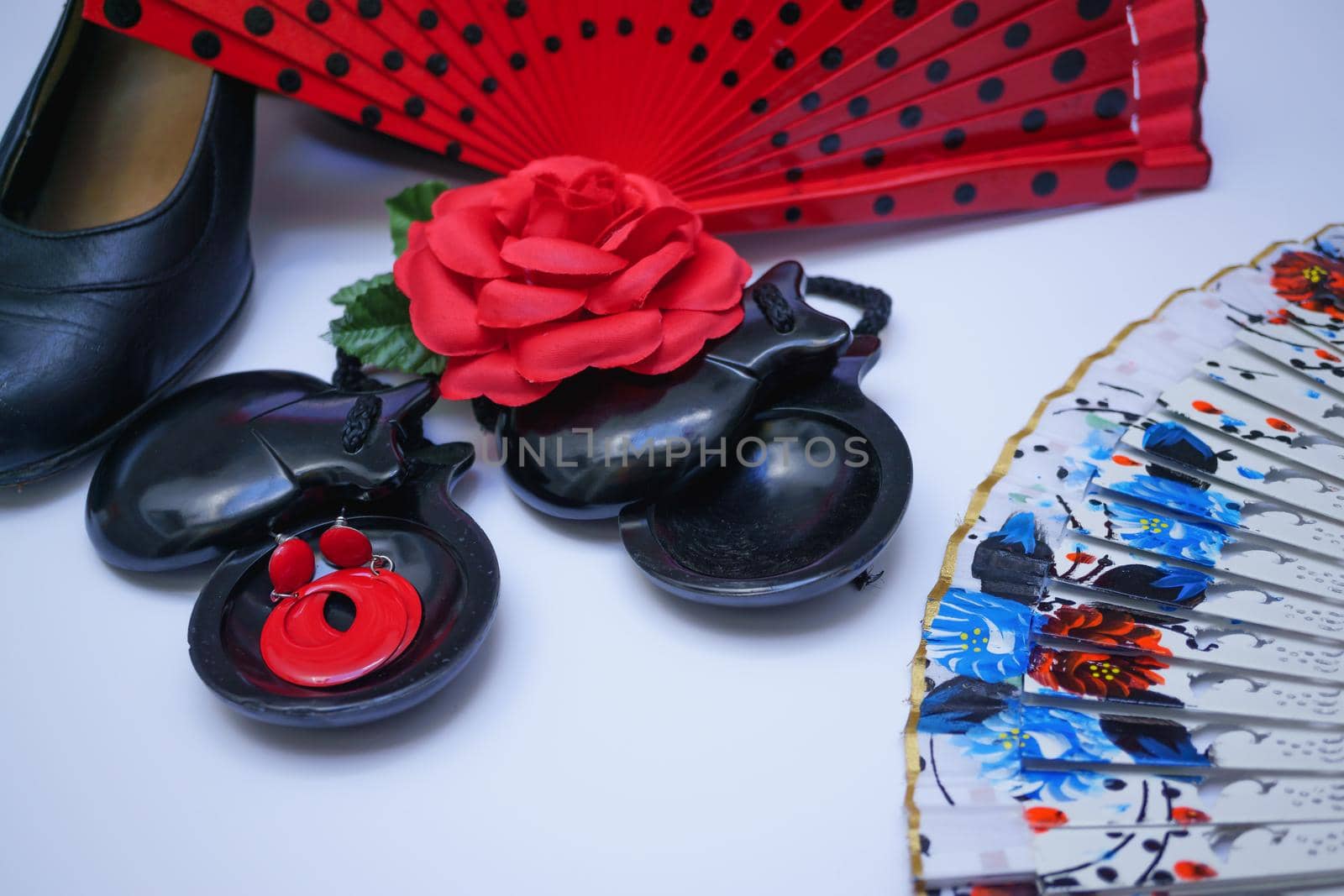 objects used in the flamenco fan, castanets and high heeled shoes by joseantona