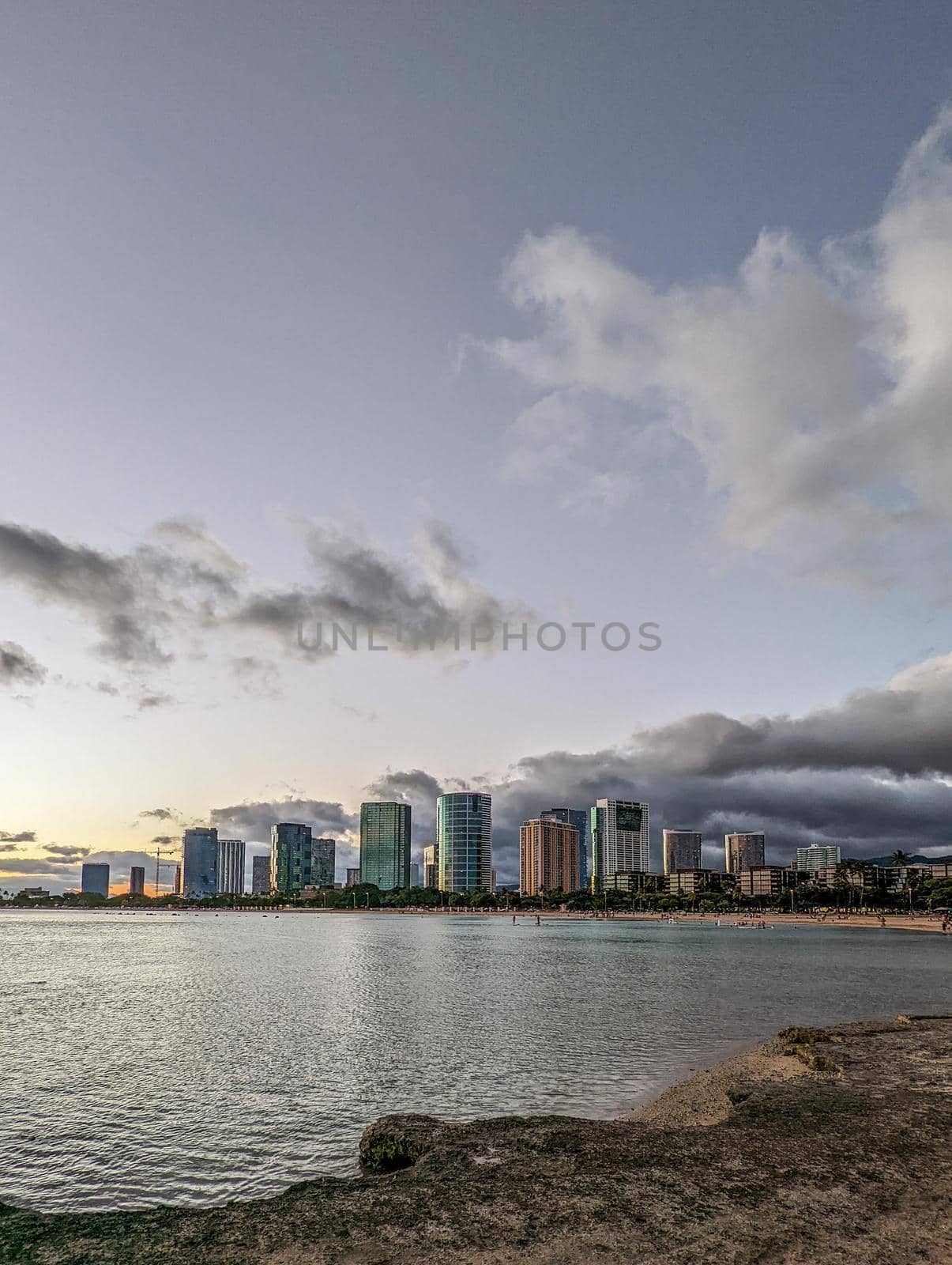 Spectacular view of Honolulu city, Oahu