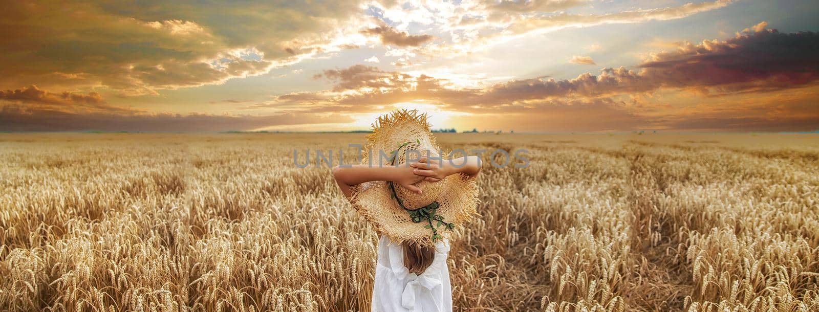 A child in a wheat field. Selective focus. by yanadjana