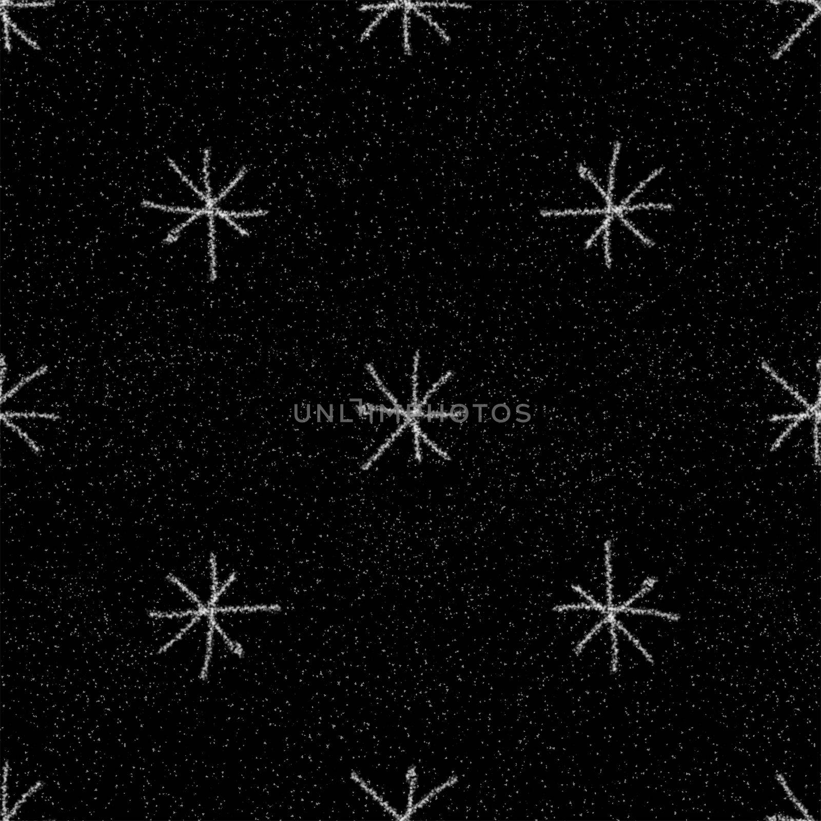 Hand Drawn Snowflakes Christmas Seamless Pattern. Subtle Flying Snow Flakes on chalk snowflakes Background. Awesome chalk handdrawn snow overlay. Adorable holiday season decoration.