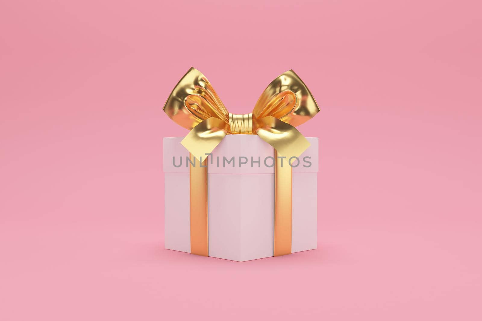 3d rendering Image of Jewish holiday Hanukkah with gif box on a pink background.
