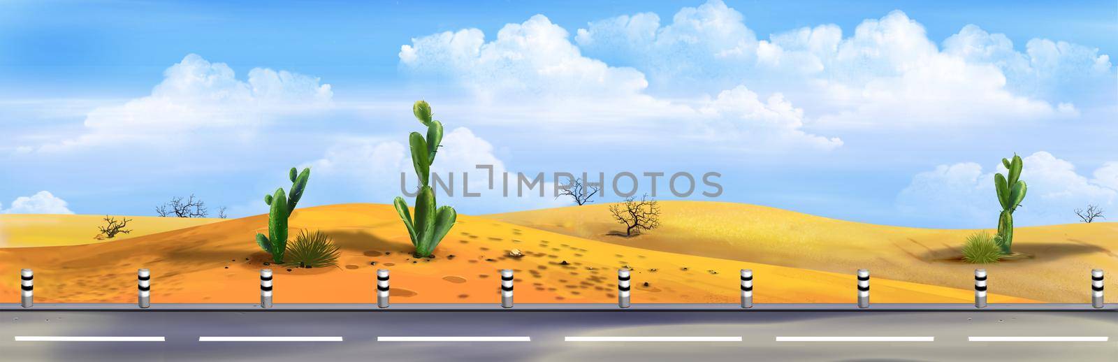 Highway in the desert illustration by Multipedia