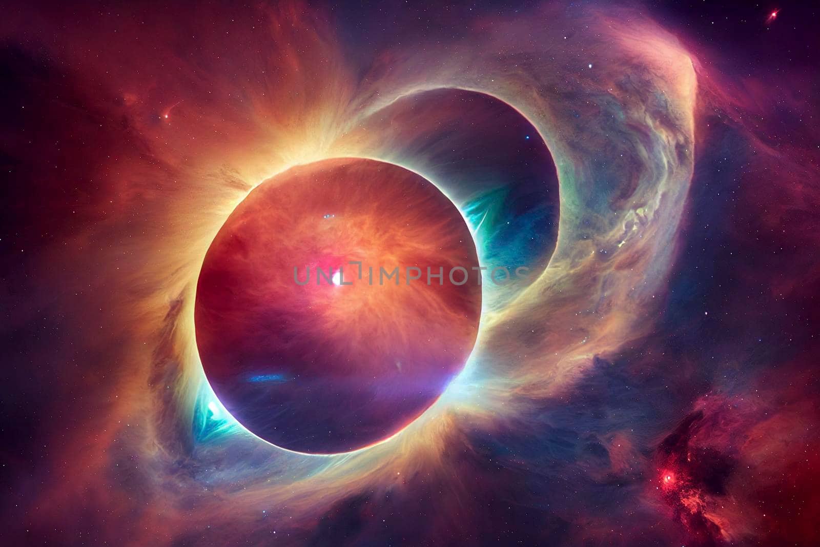 Beautiful multicolor landscape of an alien planet