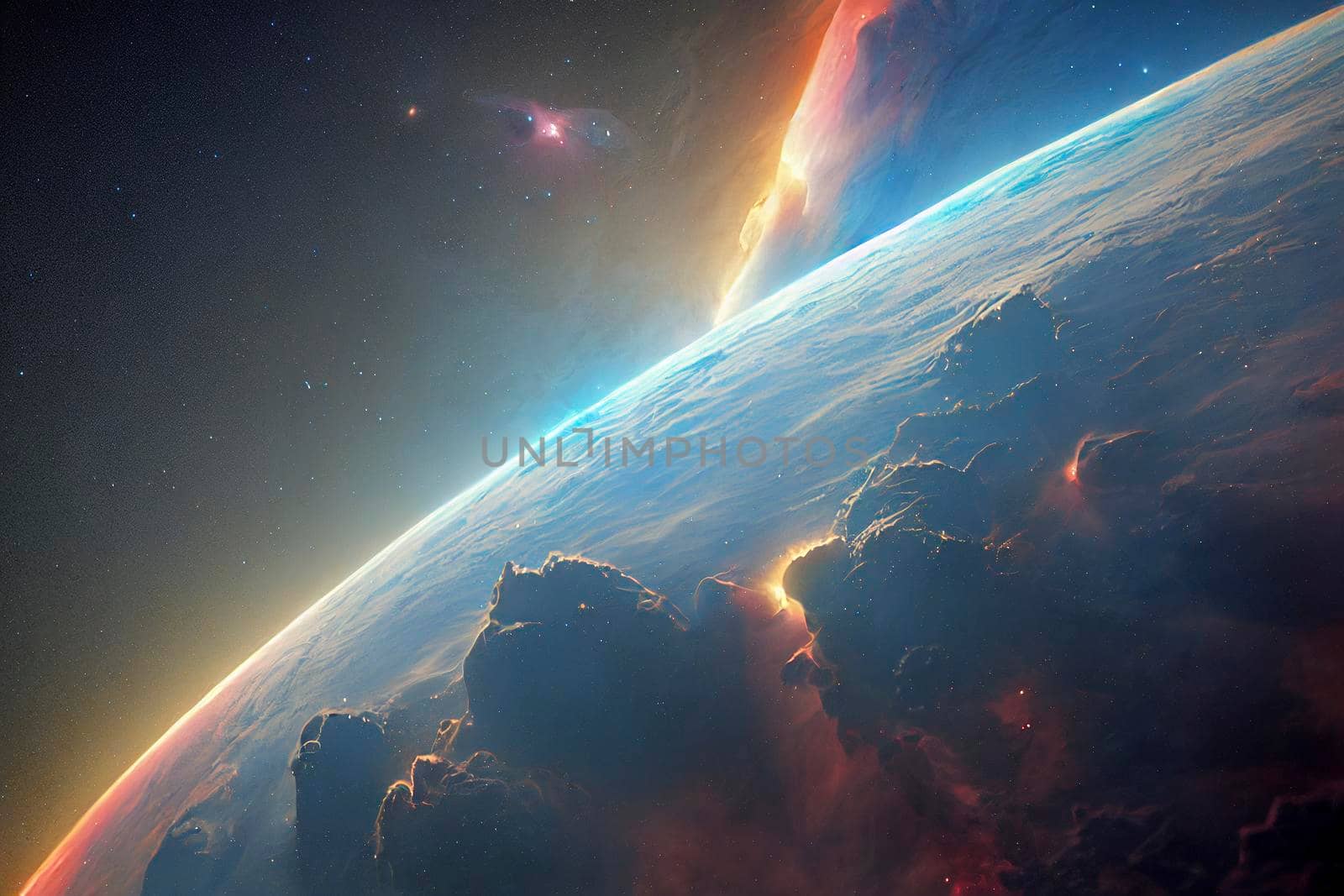 3d rendered Space Art: Alien Planet - A Fantasy Landscape with purple skies