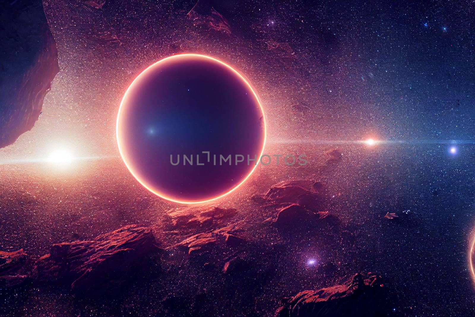 Amazing sci-fi background - supernatural extraterrestrial life form in deep outer space, another world