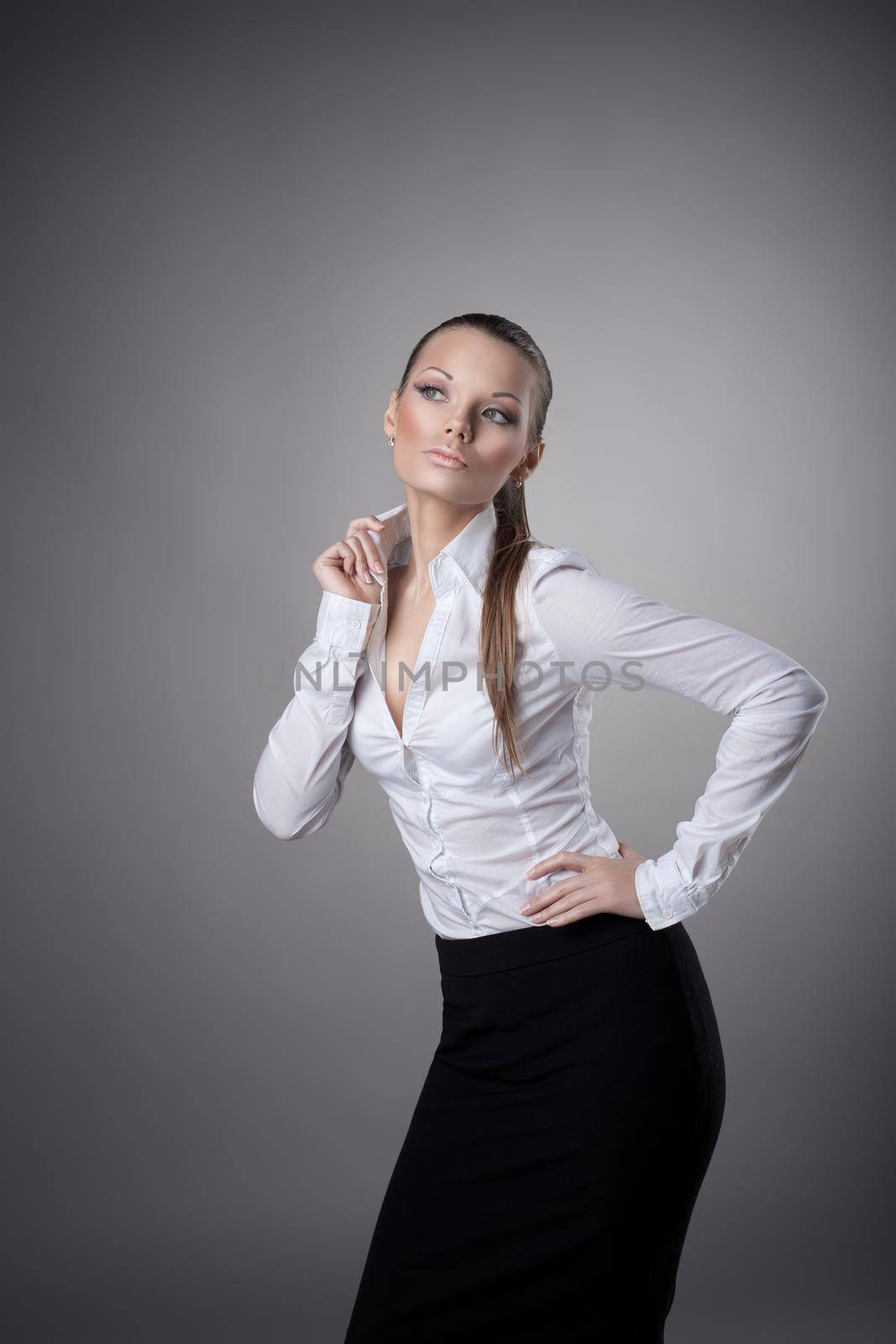 beauty woman in white cloth business style smile on camera