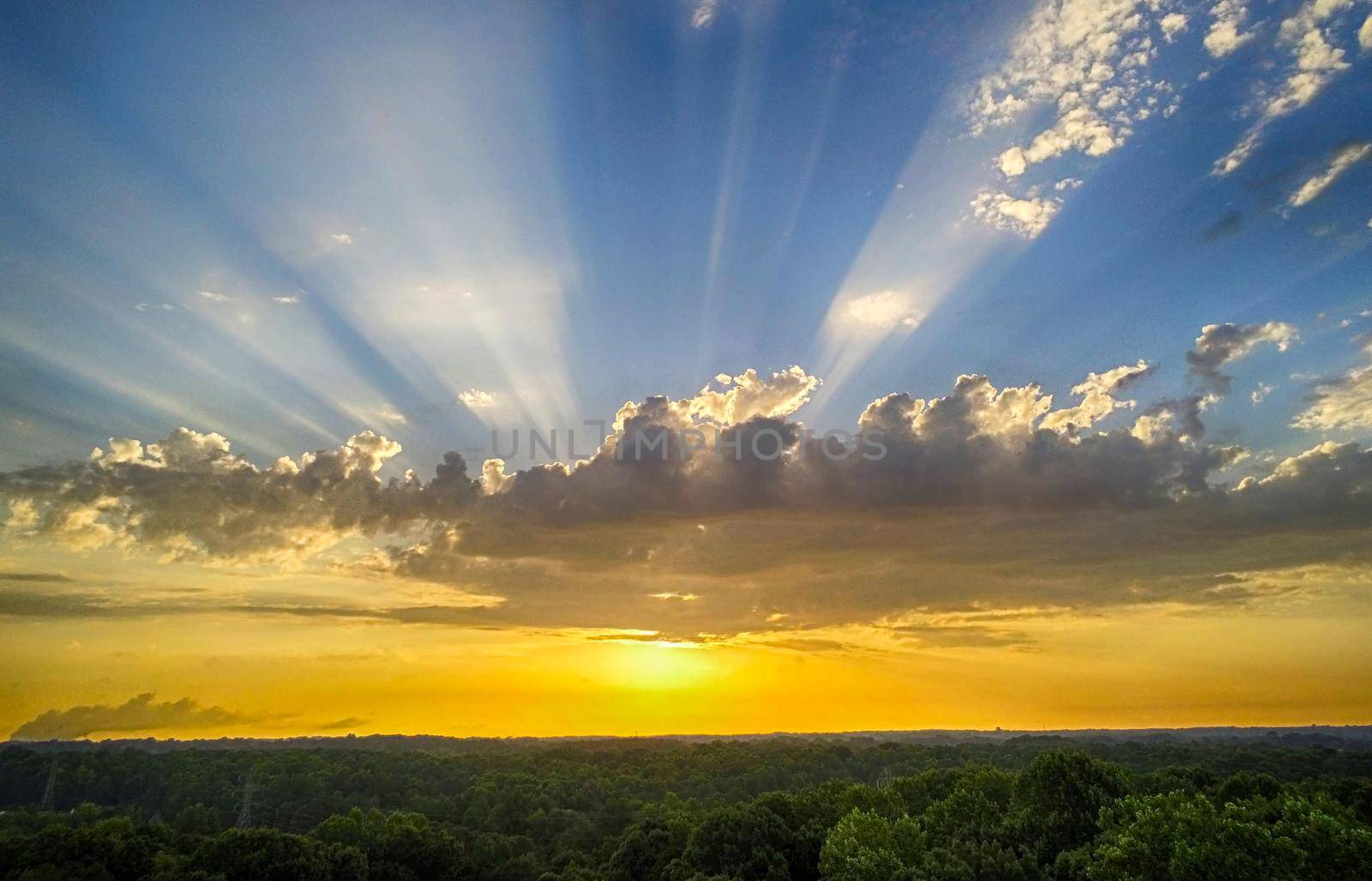 The sun above the horizon early morning