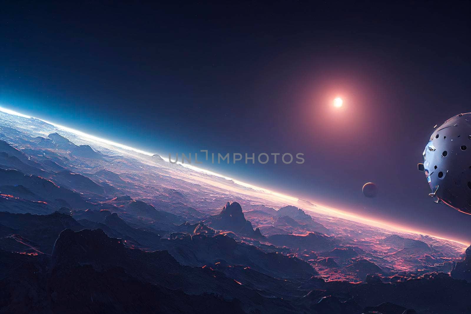 Amazing sci-fi background - supernatural extraterrestrial life form in deep outer space, another world