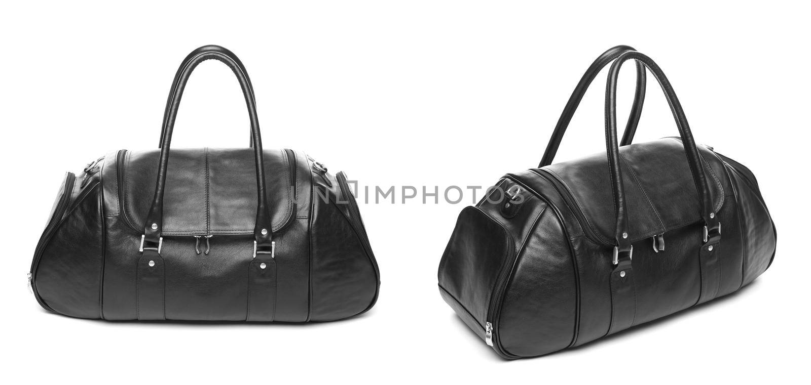 new travel bag fashion case black leather isolated