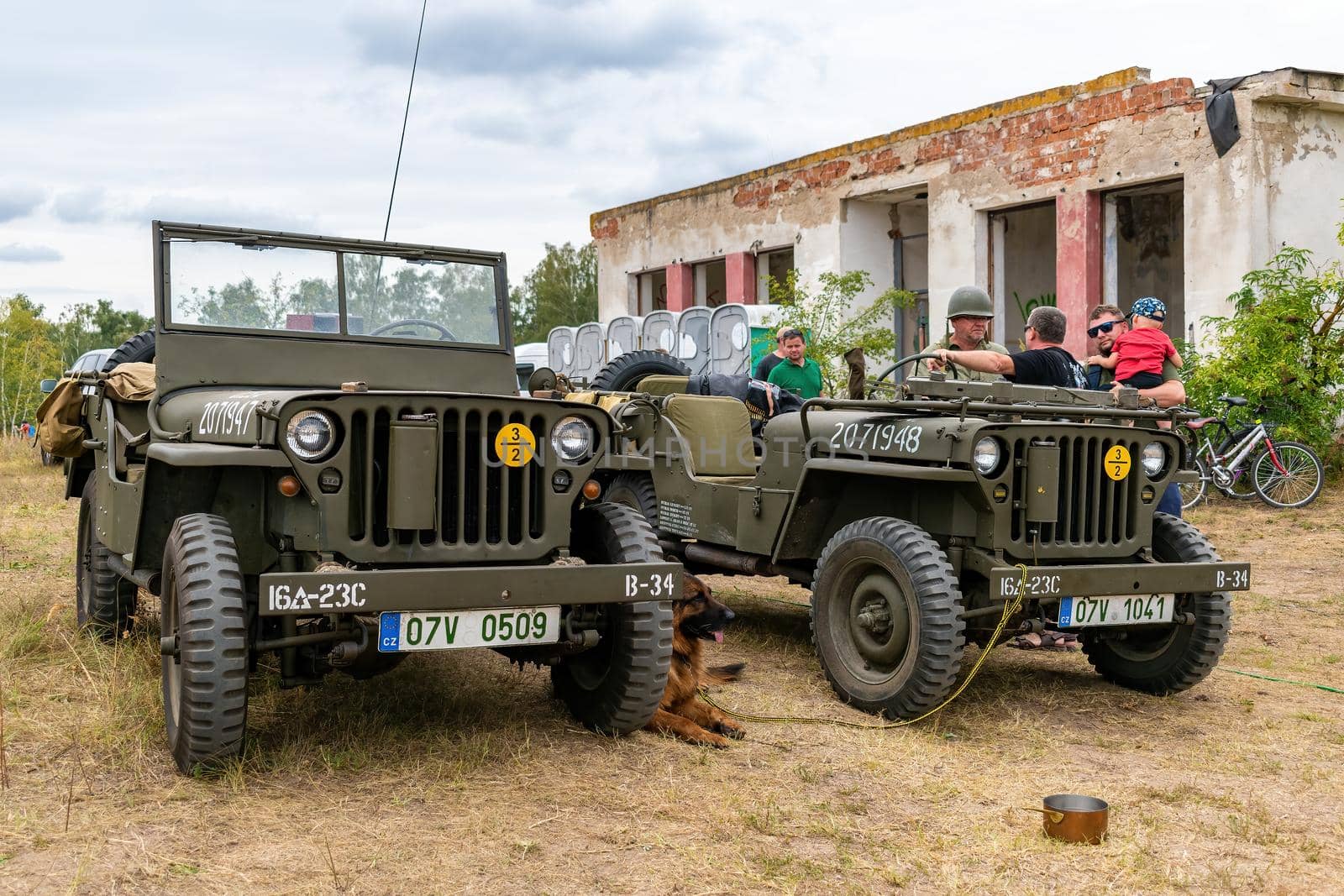 Hodonin - Panov, Czech Republic - July 20, 2022 Military Day Hodonin - Panov. Historical and contemporary military equipment, Jeep Willis