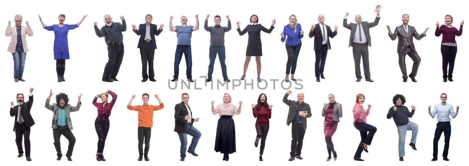 collage of people joyful energetic full length isolated by asdf