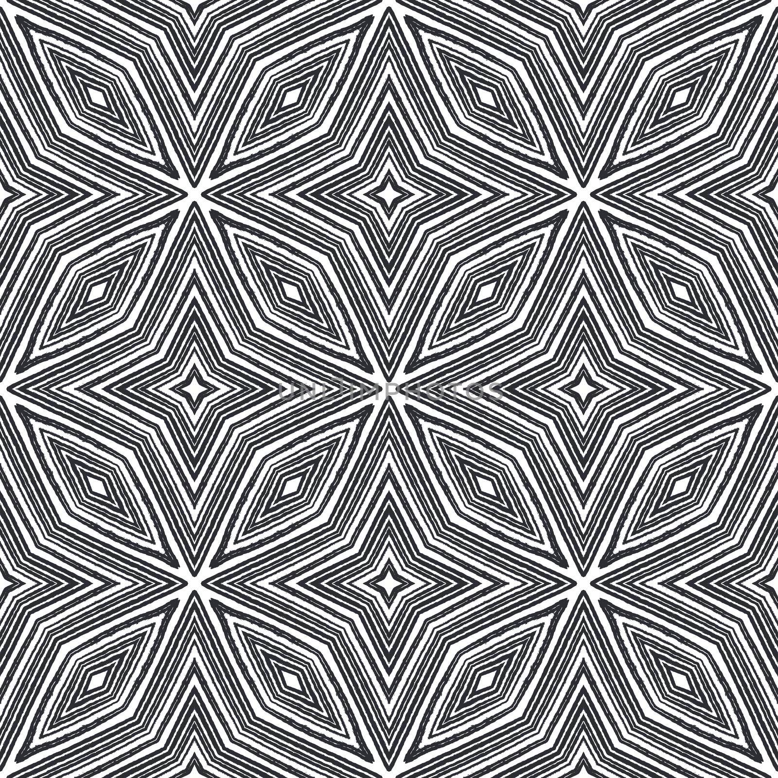 Tiled watercolor pattern. Black symmetrical by beginagain