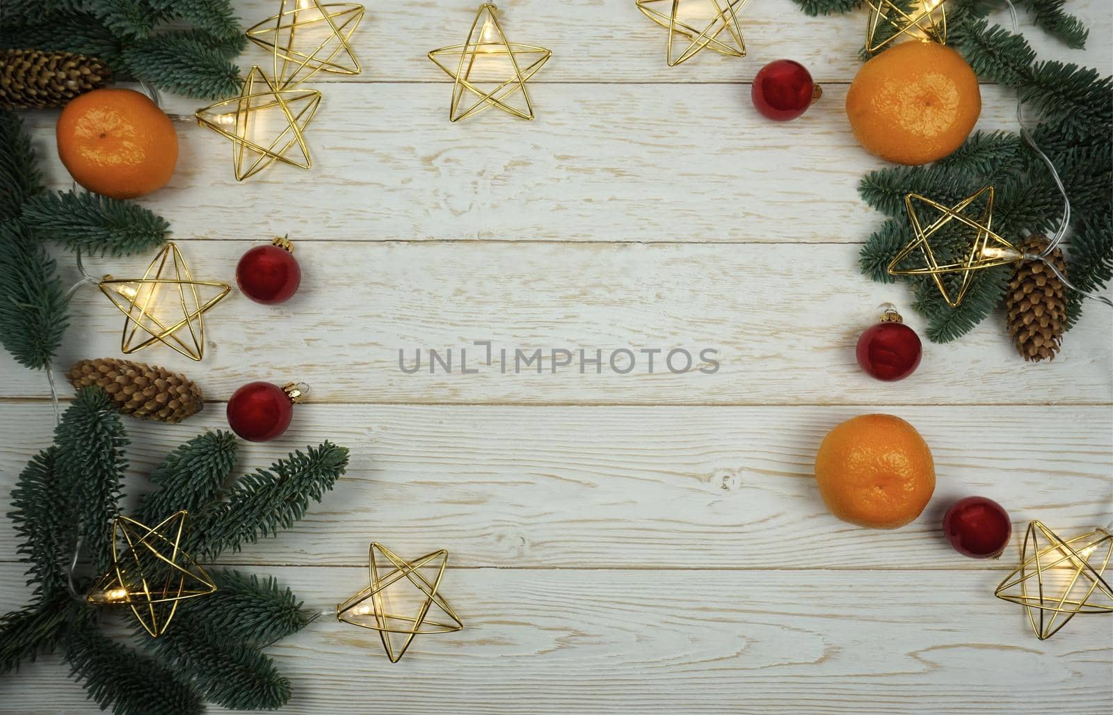 New Year's flatlay on a light wooden background . High quality photo
