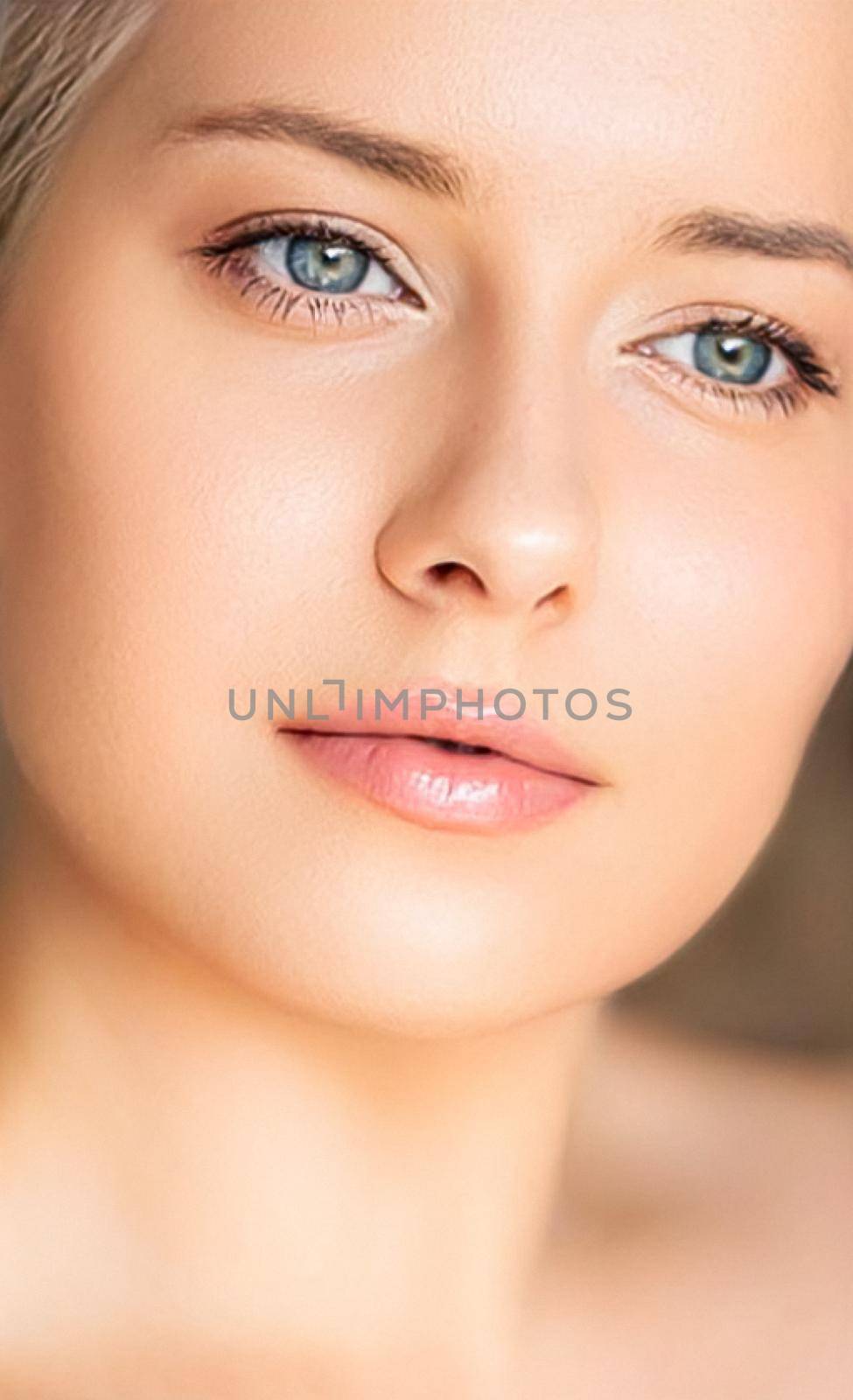 Perfect skin and beauty look, beautiful face of young woman for skincare cosmetics and cosmetology by Anneleven